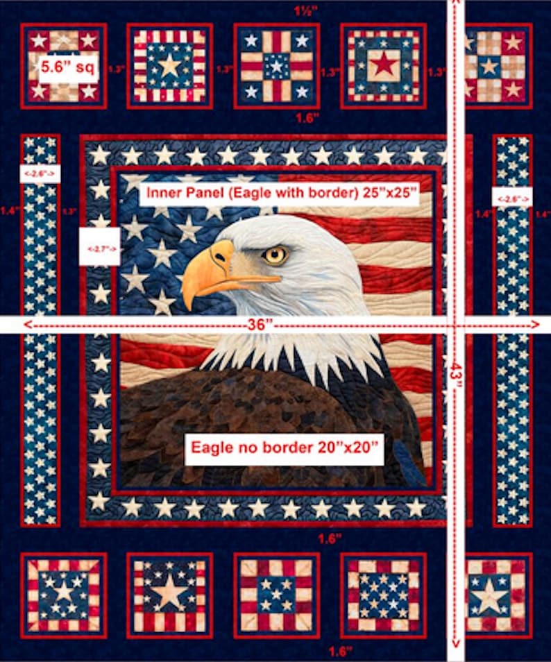 New - American Tapestry Eagle - Dan Morris - QT Fabrics - 1 Yard Panel ...