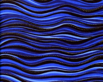Olas marinas metalizadas - Laurel Burch - Clothworks - 1 yarda - Más opciones disponibles