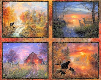 Whitetail Country - 3 Wishes Fabric - Abraham Hunter - 1 Yard Panel - More Available