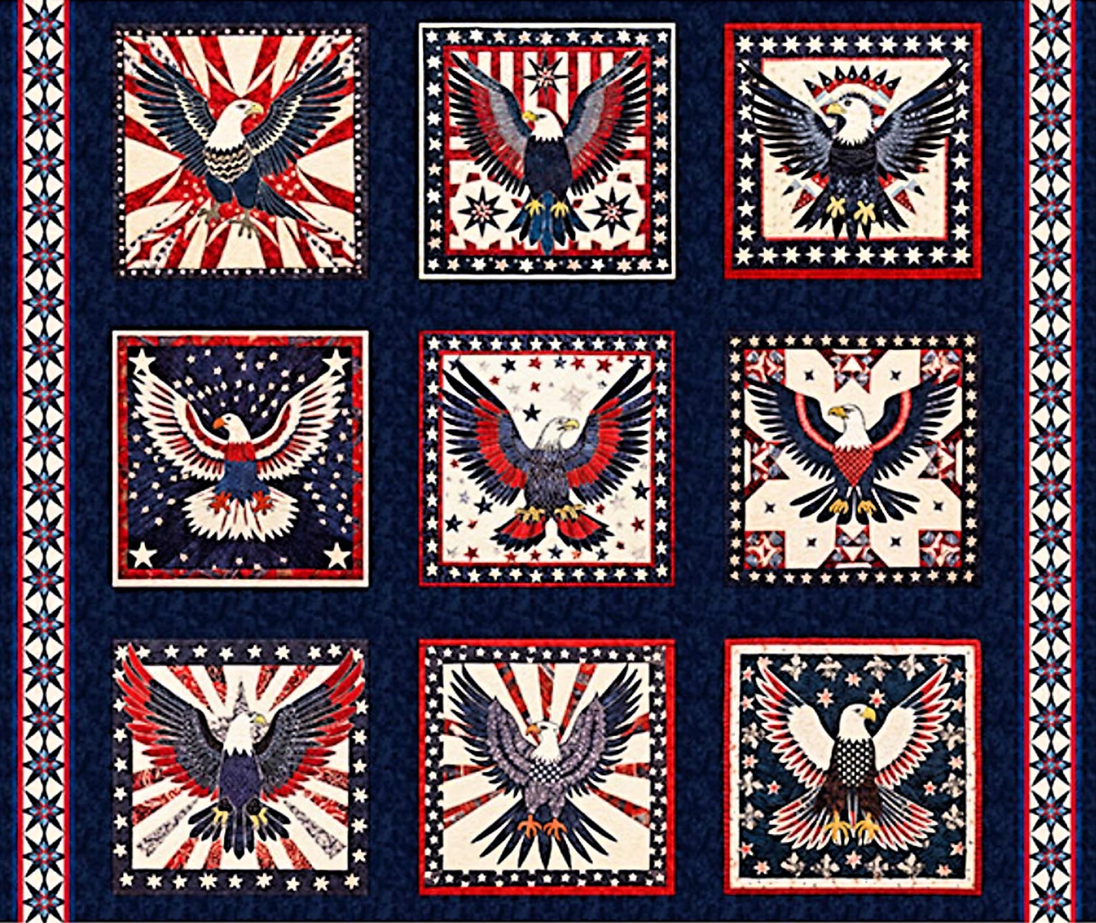 New - American Tapestry Eagle Blocks - Dan Morris - QT Fabrics - 1 Yard ...