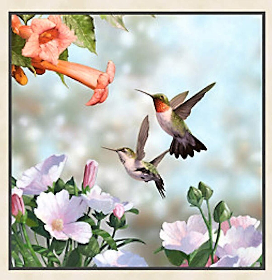 New - Dating Game Humming Birds Block - Elizabeth Studio - 1 Panel (24 ...