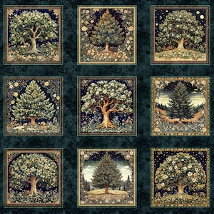 New - Cedar and Sage Tree Patches - Morris Creative Group - QT Fabrics - 1 Yard Panel - More Available