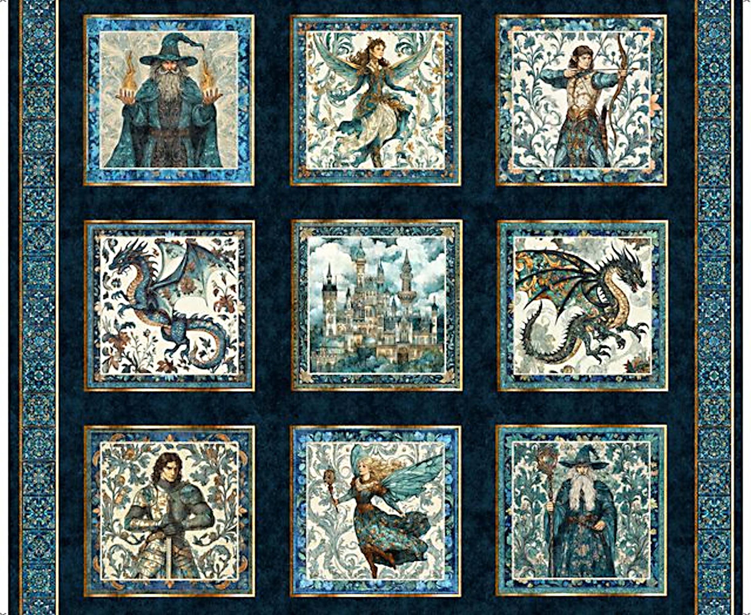New - Folklore - Large Medieval Patches - QT Fabrics - 1 Yard Panel ...