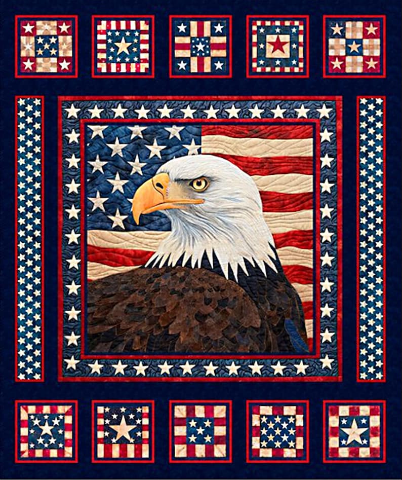New - American Tapestry Eagle - Dan Morris - QT Fabrics - 1 Yard Panel ...