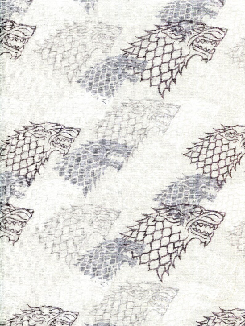 Game of Thrones Winter Is Coming HBO TV Series Grey Cotton Fabric by