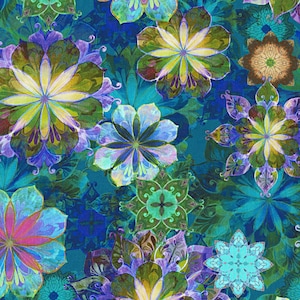 Venice Teal Floral - Christiane Marques - Robert Kaufman - Yardage and More Available