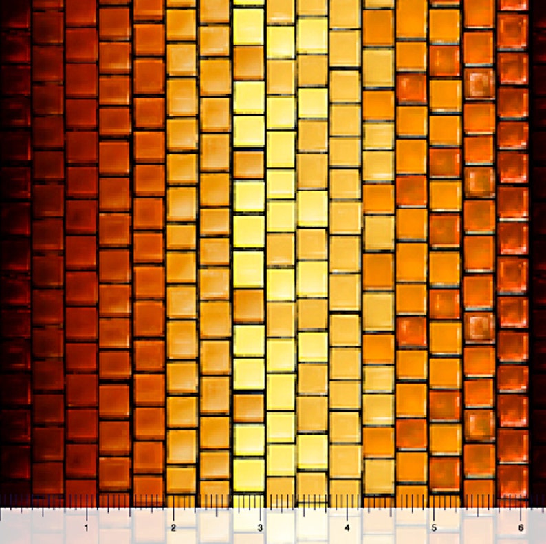 By the Yard Quilting Treasures New Glass Menagerie More Available 1 Yard Mosaic Warm Colors Tile Stripe