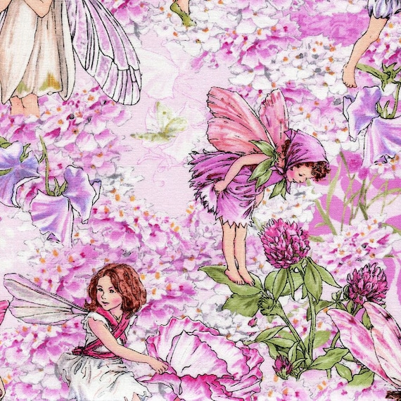 Flower Fairies PETAL FAIRY Double BORDER Pink Michael Miller Fabric By Half-Yard