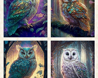 New - Mystic Owl Patches - QT Fabrics - 1 Yard Panel - More Available - Limited Printing