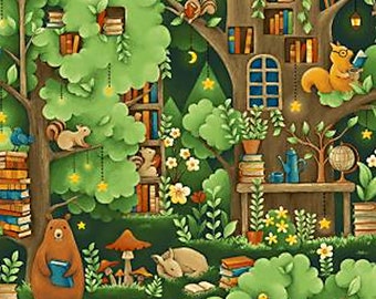 Forest Fables Animal Treehouse - Paintbrush Studio - Fat Quarter