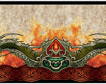 The Ancients Dragons Border - In the Beginning - Jason Yenter - 1 Yard - More Available - By the Yard