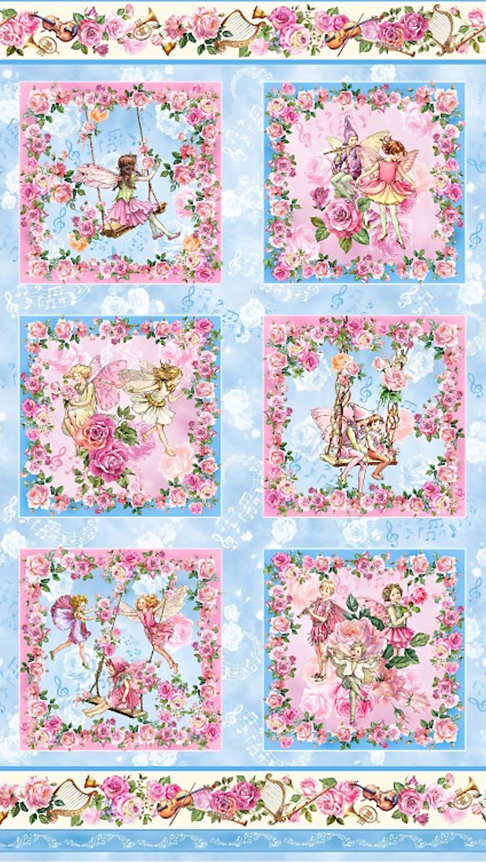 New - Spring Songs Fairy Garden Blocks - Michael Miller - 1 Panel