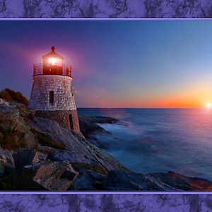 New - Lighthouse Sunset Digital - 1 Yard Panel