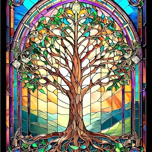 Tree of Life Stained Glass - Jon Q Wright - QT Fabrics - 1 Yard Panel - More Available