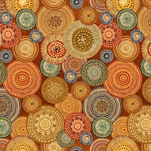 Crow-mazing - Rust Large Medallions - Henry Glass - .75 Yard 27&quot;