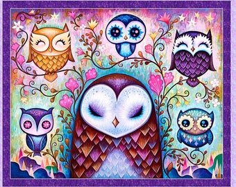 New - Hootie Patootie Owl Family- P & B Textile - 1 Yard Panel  - More Available