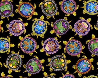 New - Indigenous Turtles Toss - David Martin Collection  - Elizabeth Studios - 1 Yard - More Available