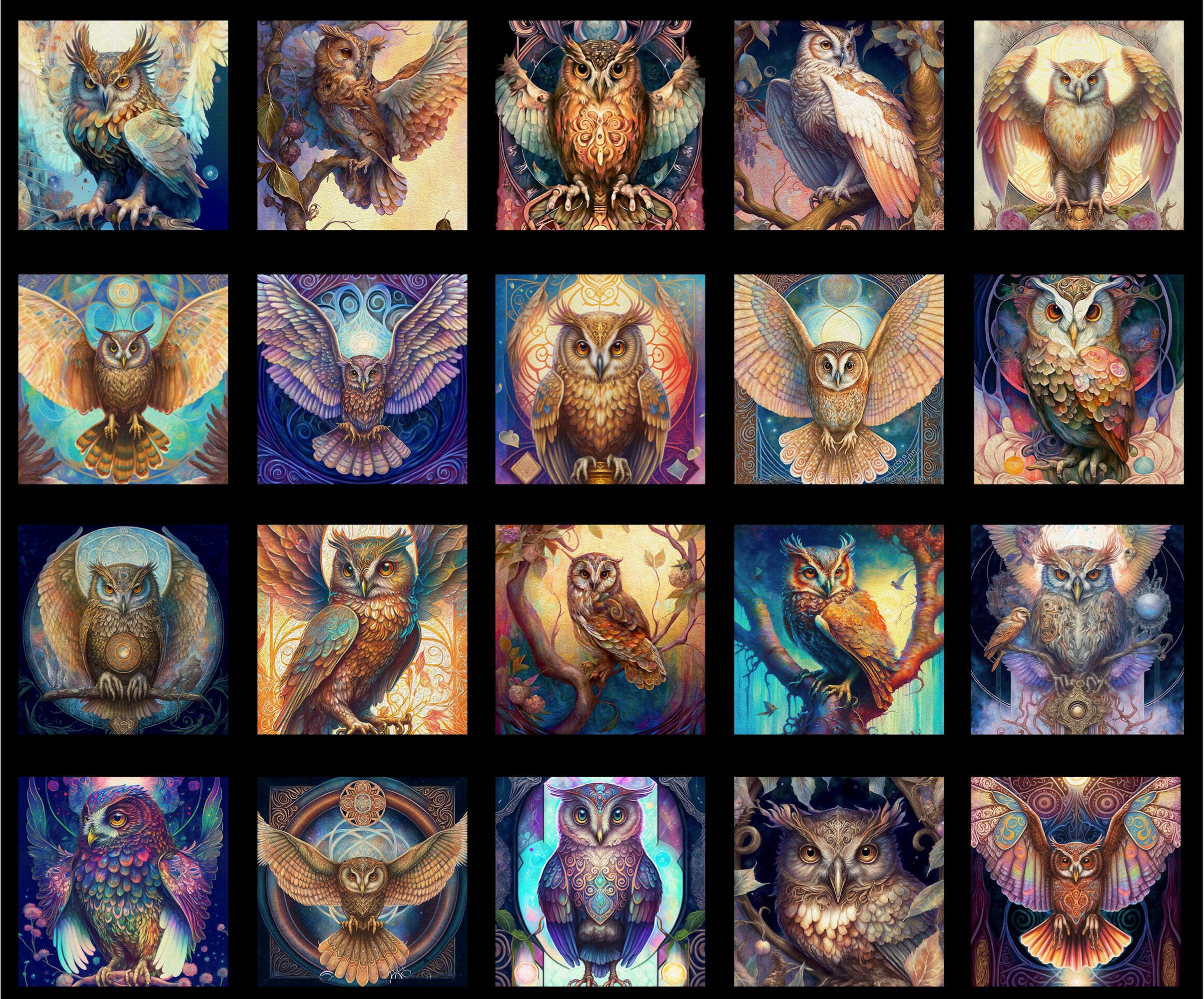 New - Mystic Owl Patches - QT Fabrics - 1 Yard Panel - More Available - Limited Printing