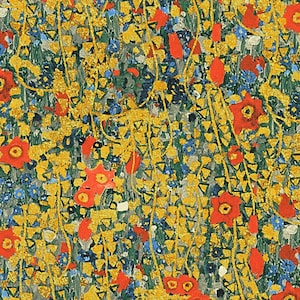 New - Gustav Klimt Flowers Rose Metallic - Robert Kaufman - 1 Yard - More Available