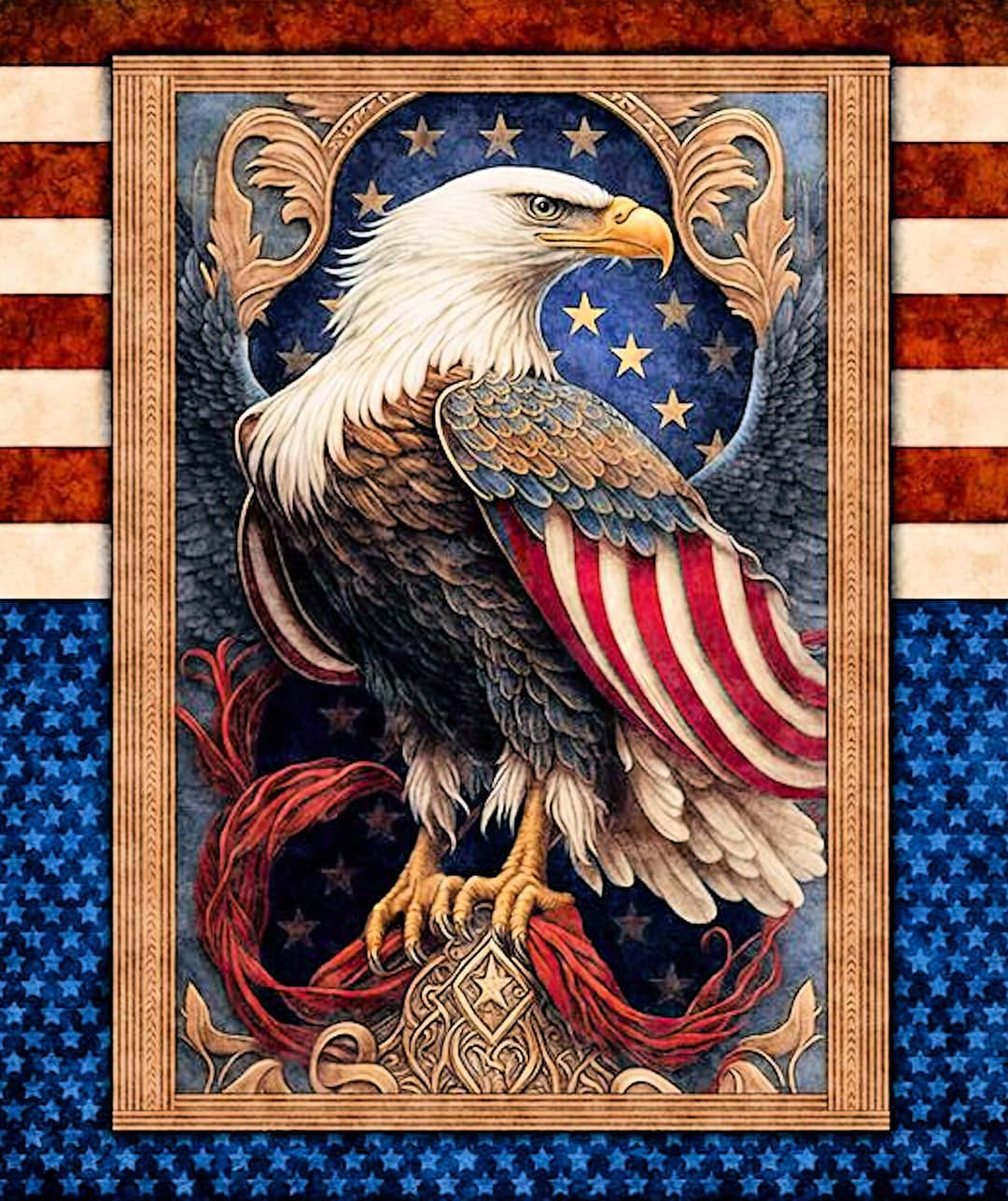 American Spirit Eagle - Morris Creative - QT Fabrics - 1 Yard Panel ...