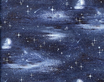 Paisaje nocturno con luna y estrellas - Elizabeth Studios - 1 yarda - Más disponibles