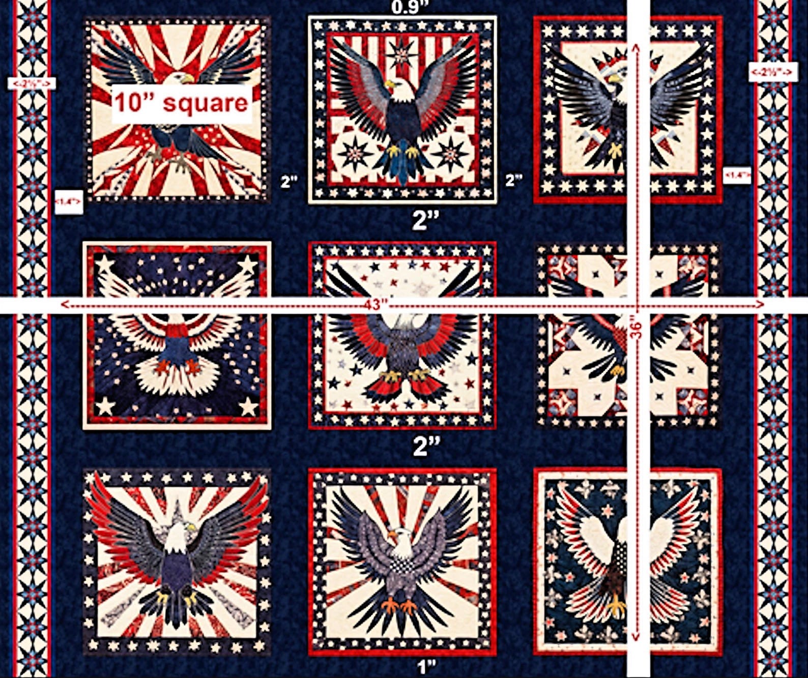New - American Tapestry Eagle Blocks - Dan Morris - QT Fabrics - 1 Yard ...
