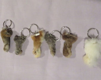 Lucky Rabbit Foot Keyring: Natural Colors, Craft Accessory