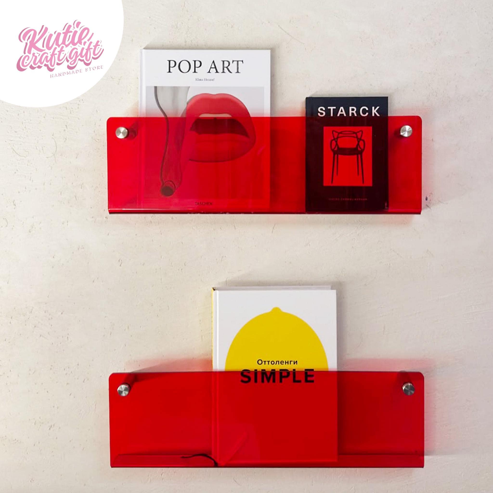 Color Acrylic Brochure Holder Wall| Mount Magazine Rack Pamphlet Stand Floating Bookshelves Hang|  Display Literature Organizer| Decor Home