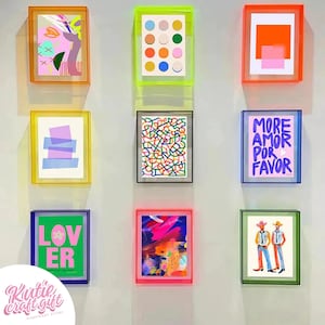 Custom Acrylic Modern Floating Art Frame - Neon & Clear Colors - Personalized Colorful Wall Decor - Various Sizes Available| Wall Hangings