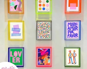 Custom Acrylic Modern Floating Art Frame - Neon & Clear Colors - Personalized Colorful Wall Decor - Various Sizes Available| Wall Hangings