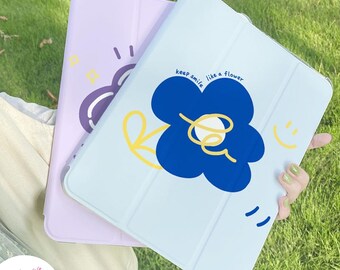 Keep Smile Like a Flower iPad Case With Pencil Holder for 2024 Air1/2 5/6th 9.7| 7/8/9 5th 10.2| 2021 Pro 11 Mini 6 Air 5/4 | Gift for her