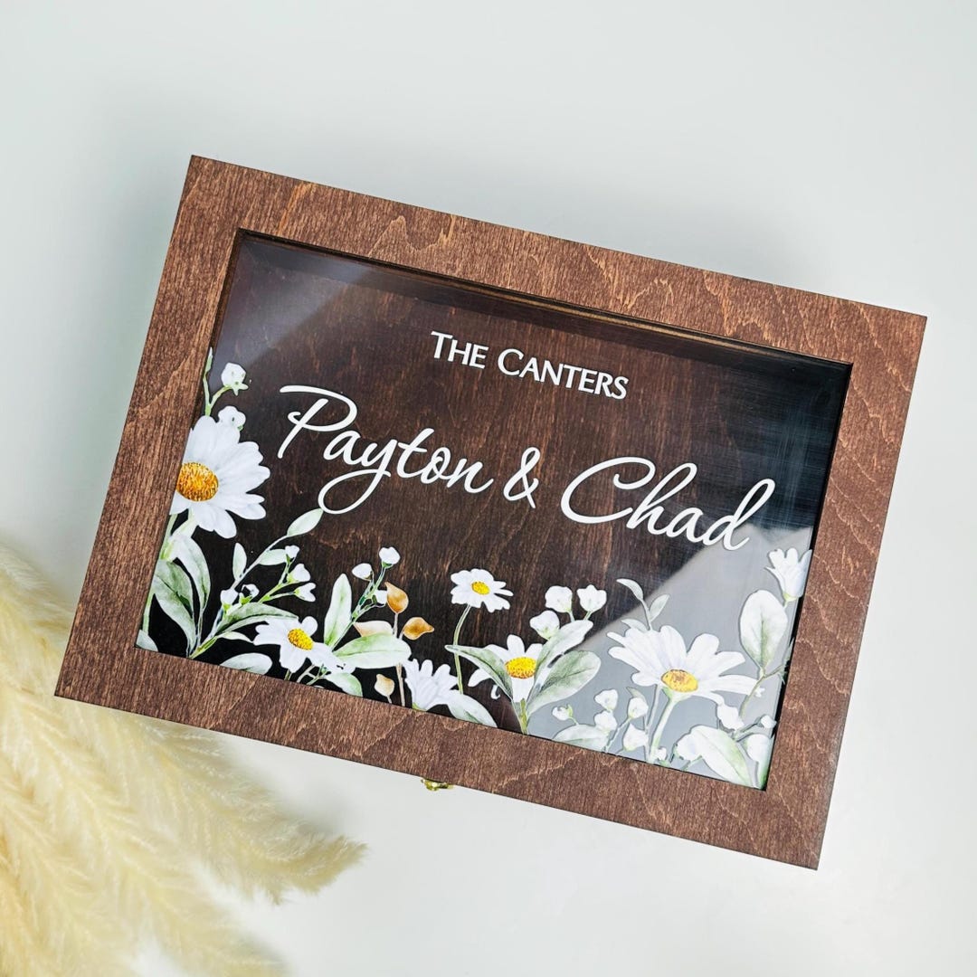 Custom Wooden Wedding Card Box With Acrylic: Rustic Keepsake - Etsy