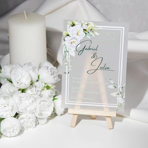 Acrylic frosted wedding invitation, Party Invitations, Custom acrylic invitation, Save the date, Floral save the date wedding invitation