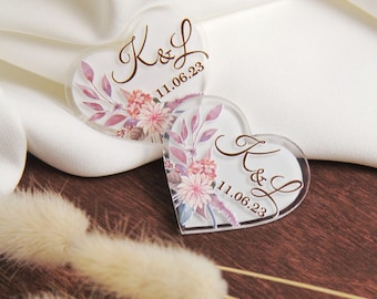 Personalized Heart Wedding Boutonniere: Custom Initial Acrylic Pin