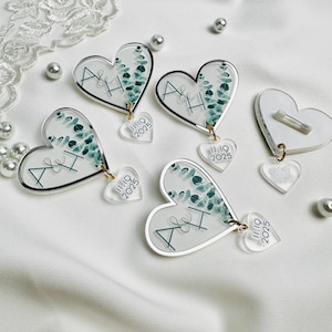 Personalized Wedding Boutonnieres: Custom Initial Heart Pins