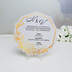 Acrylic frosted wedding invitation, Party Invitations, Custom acrylic invitation, Save the date, Floral save the date wedding invitation