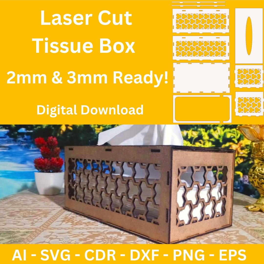 Tissue Box Svg File Tissue Box Laser Cutting File | SVG DXF CDR | 2mm & 3mm Thickness ...