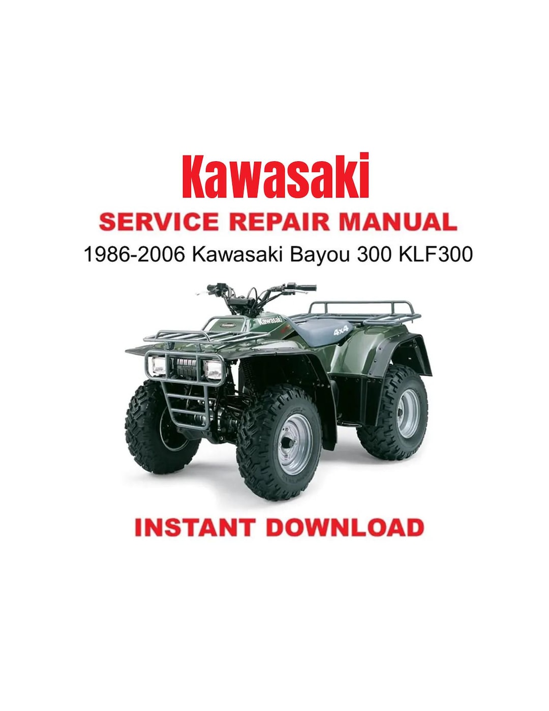 1986-2006 Kawasaki Bayou 300 KLF300 Service Repair Manual - Etsy