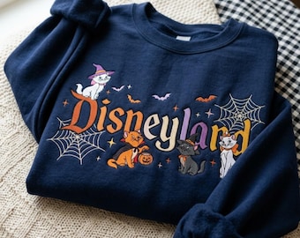 Aristocats Halloween Embroidered Sweatshirt, Marie Duchess Toulouse Berlioz T-shirt, Disney Cats Fall Season Tee, Spooky Season Outfit