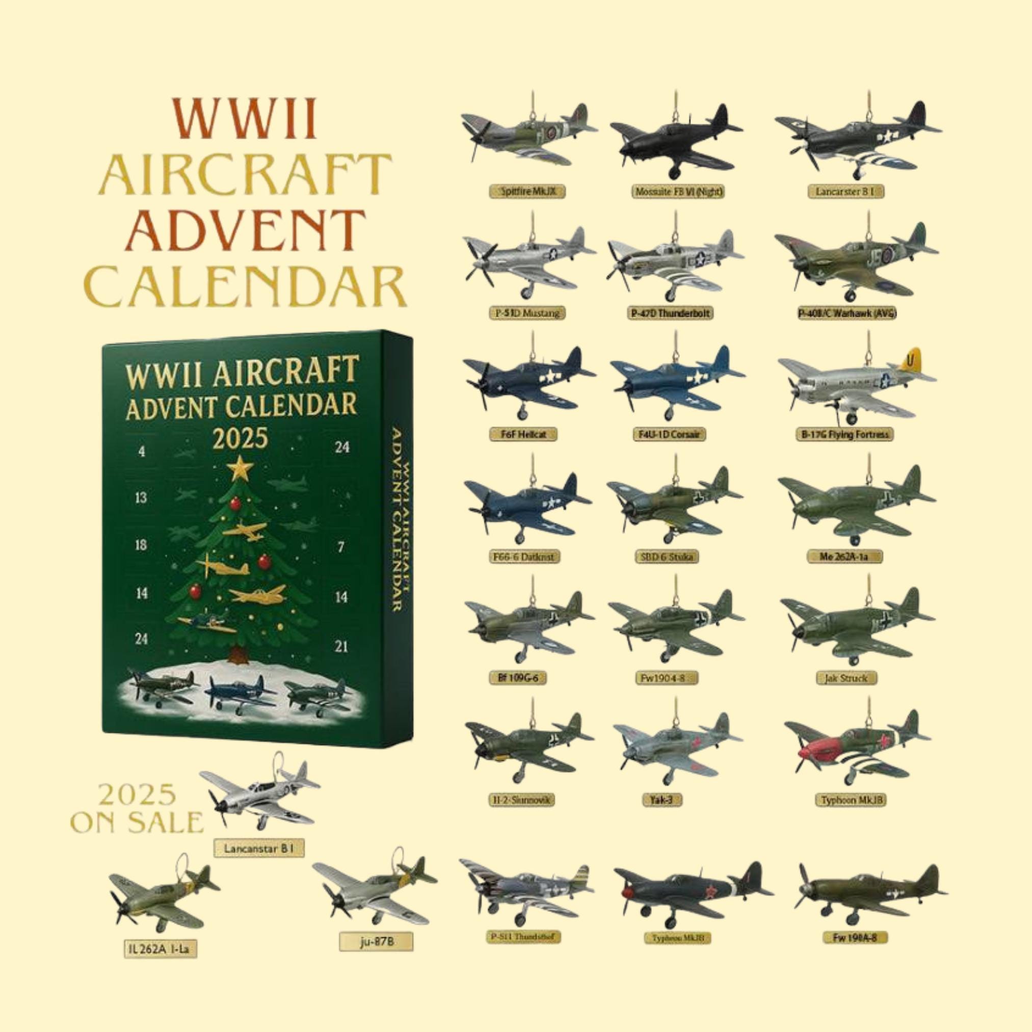Discover WW2 Aircraft Advent Calendar 2025, Air Advent Calendar, Xmas Gift, Aircraft Ornament Blind Box, Xmas Gift