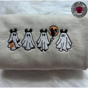 Embroidered Mickey halloween T-shirt Sweatshirt Hoodie, Mickey Ghost halloween shirt, Disney pumpkin season tee