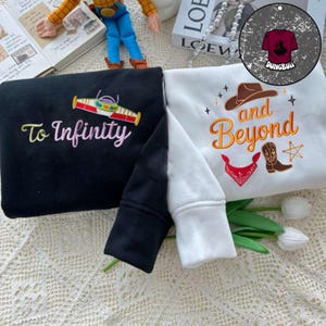 EMBROIDERED Disney Toy Story To Infinity And Beyond Couple T-shirt Sweatshirt Hoodie, Disney Couple Shirt, Toy Story Family, Gift for her