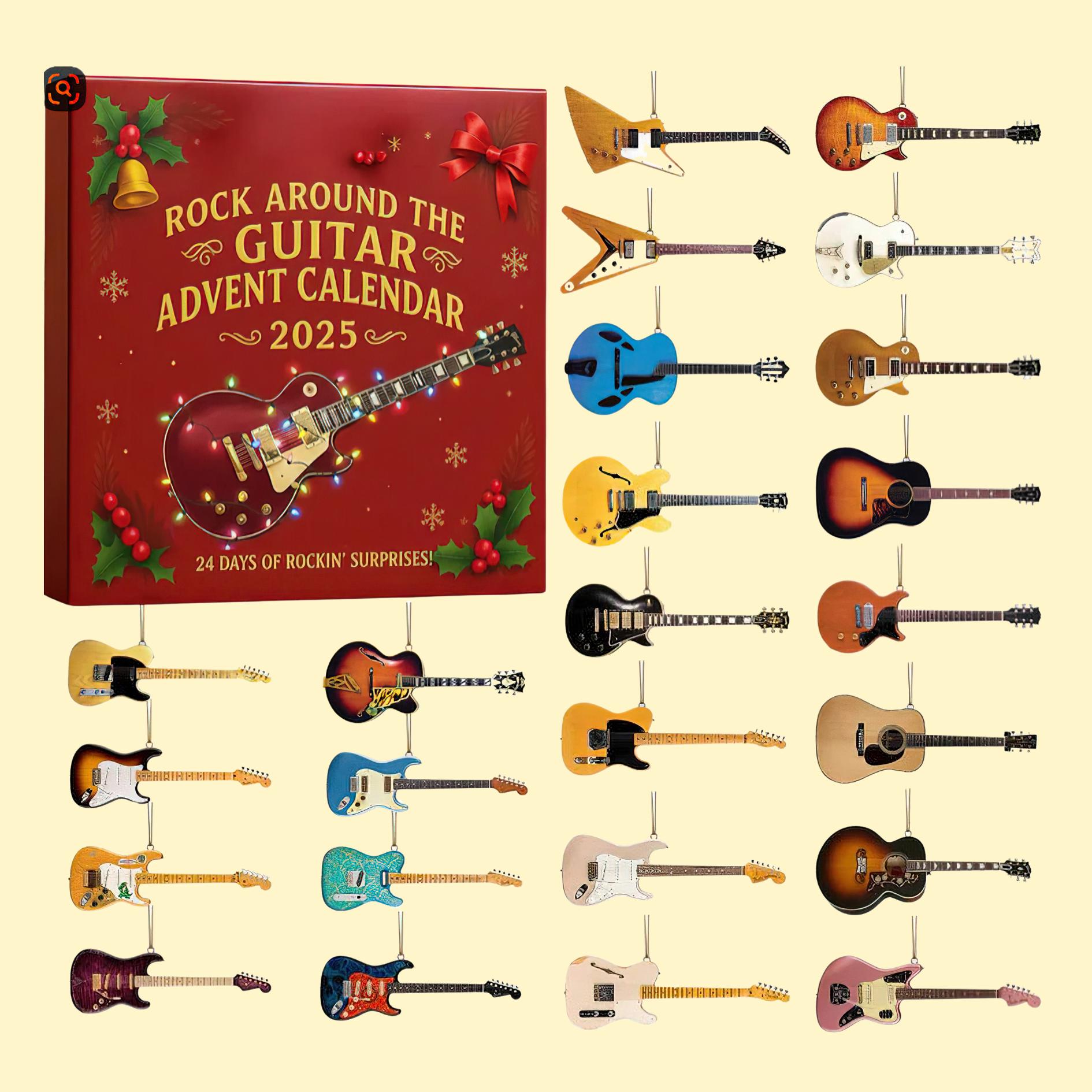 Discover Christmas Advent Calendar 2025 for Guitar Lover, Rock Around The Guitar Advent Calendar, Xmas Gift, Guitar Blind Box