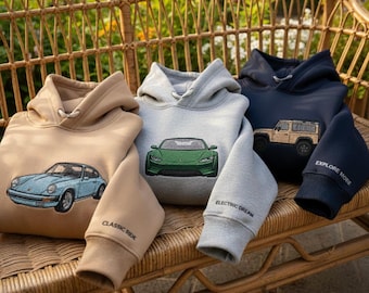 Custom Car Embroidered sweatshirt t-shirt hoodie,  Car Photo Pullover, Personalized Race Car Hoodie, Valentine gift