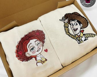 Woody And Jessie Embroidered  T-shirt Sweatshirt Hoodie, Toy Story Embroidered Hoodie, Disney matching couple shirt, Valentine Gift