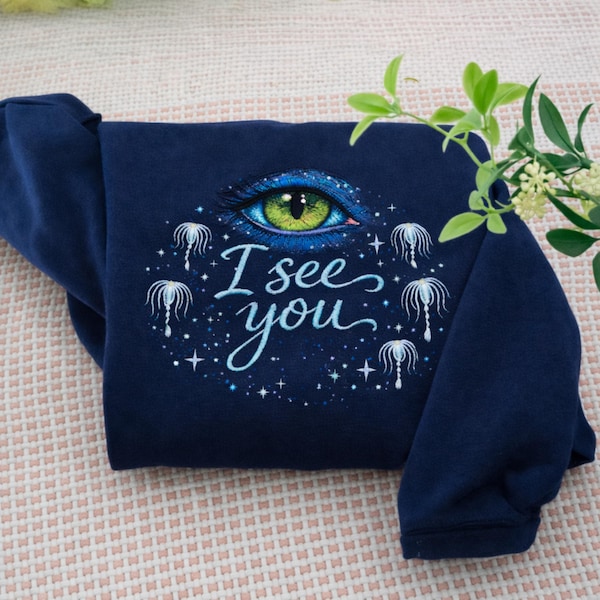 Besticktes Avatar Feuer und Asche T-shirt Sweatshirt Hoodie, Pandora Stickdatei, Na'vi Shirt, ich sehe dich Pullover