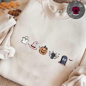 Cute Halloween Embroidery T-Shirt Sweatshirt Hoodie, Spooky Season Embroidery, Sacry pumkin Spoocky season shirt