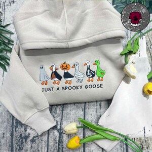 Embroidered Spooky Goose T-shirt Sweatshirt Hoodie, Funny meme unisex shirt, Halloween Spoocky season gift, Gift for him, Gift for her