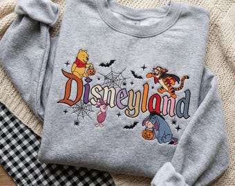 Disneyland Halloween Embroidered Sweatshirt, Pooh Piglet Tigger Eeyore T-shirt, Winnie The Pooh Fall Season Tee, Spooky Season outfit