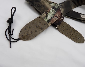 Camo with embossed connections Mandolin or Small (1.5 inch wide) Guitar Strap